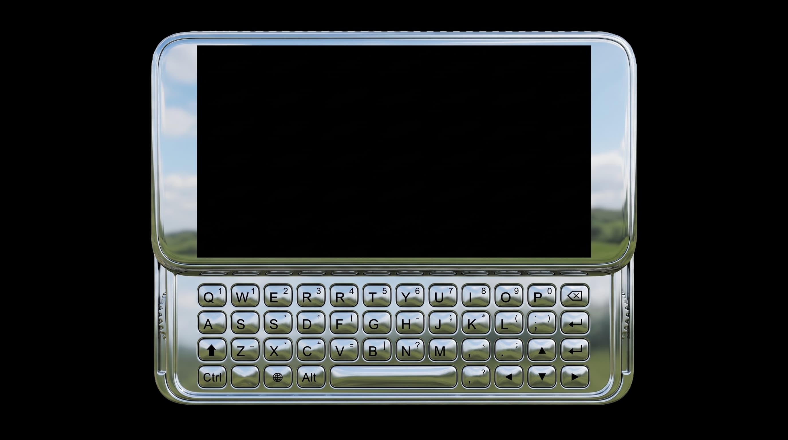Chrome slider phone with a contact terminal
